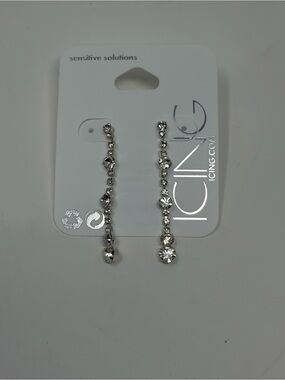 Icing Silver Crystal Linear Drop Earrings